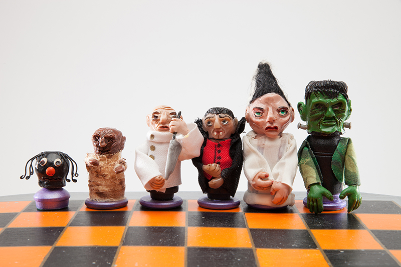Denice Smith, Spooky Halloween Chess Set (Frankenstein Side), 2010
