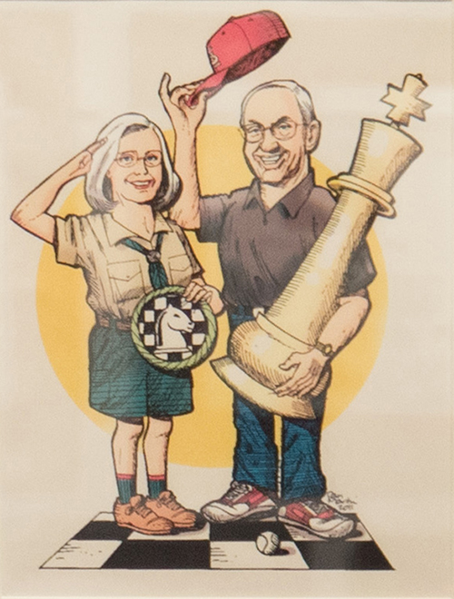 Caricature of Dr. Jeanne and Rex Sinquefield