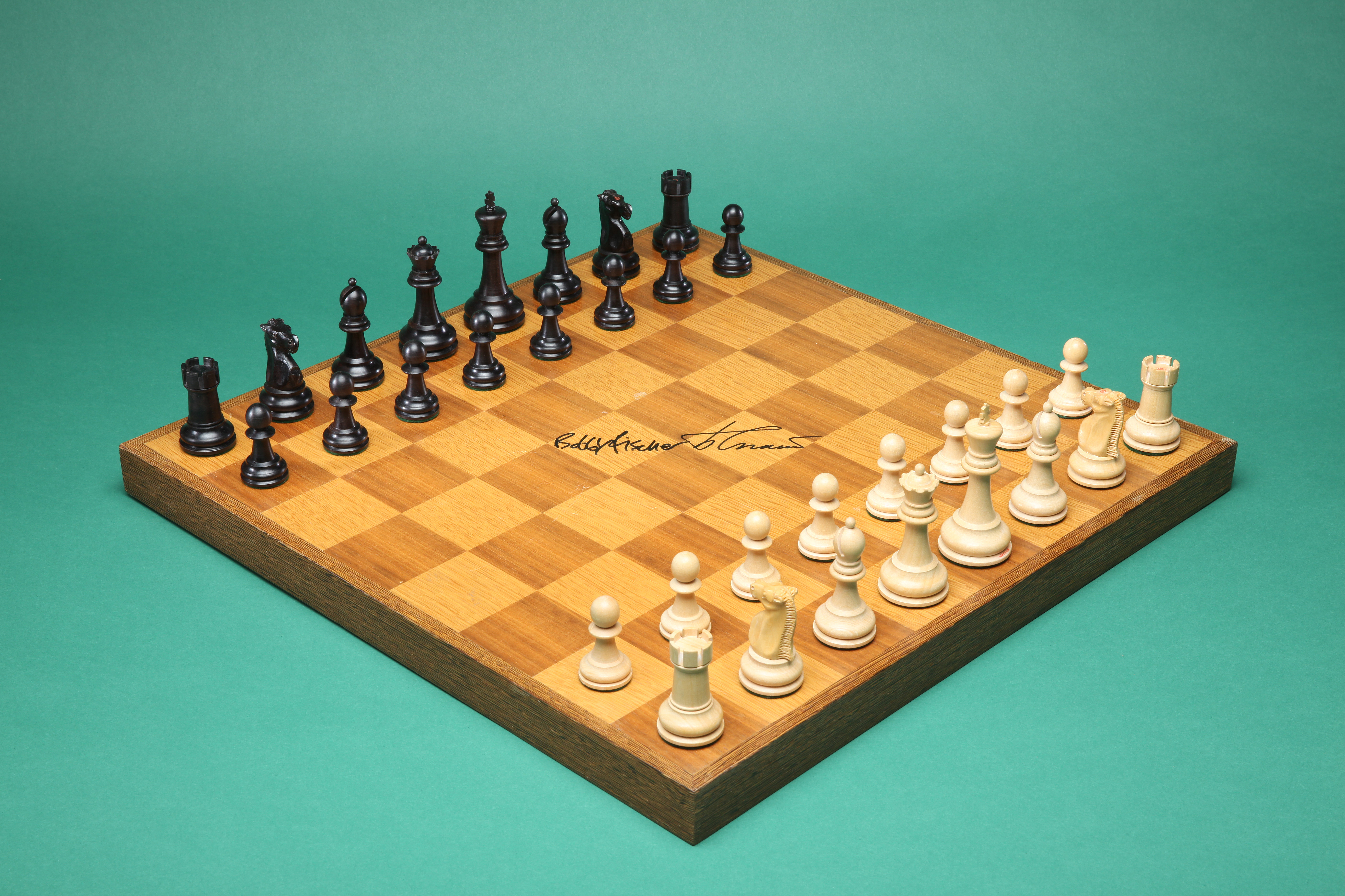 Set of 34 Orange & Royal Blue Staunton Single Weight Chess Pieces 4 Queens 