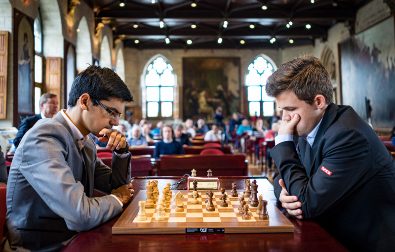 Anish Giri and Magnus Carlsen Compete During Rapid Day Two of the 2016 Your Next Move Grand Chess Tour