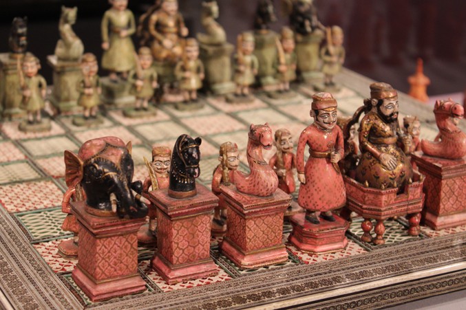 Chess Pieces Hand Carving Drawn African Colonial Wars Collectible Set Table Game 