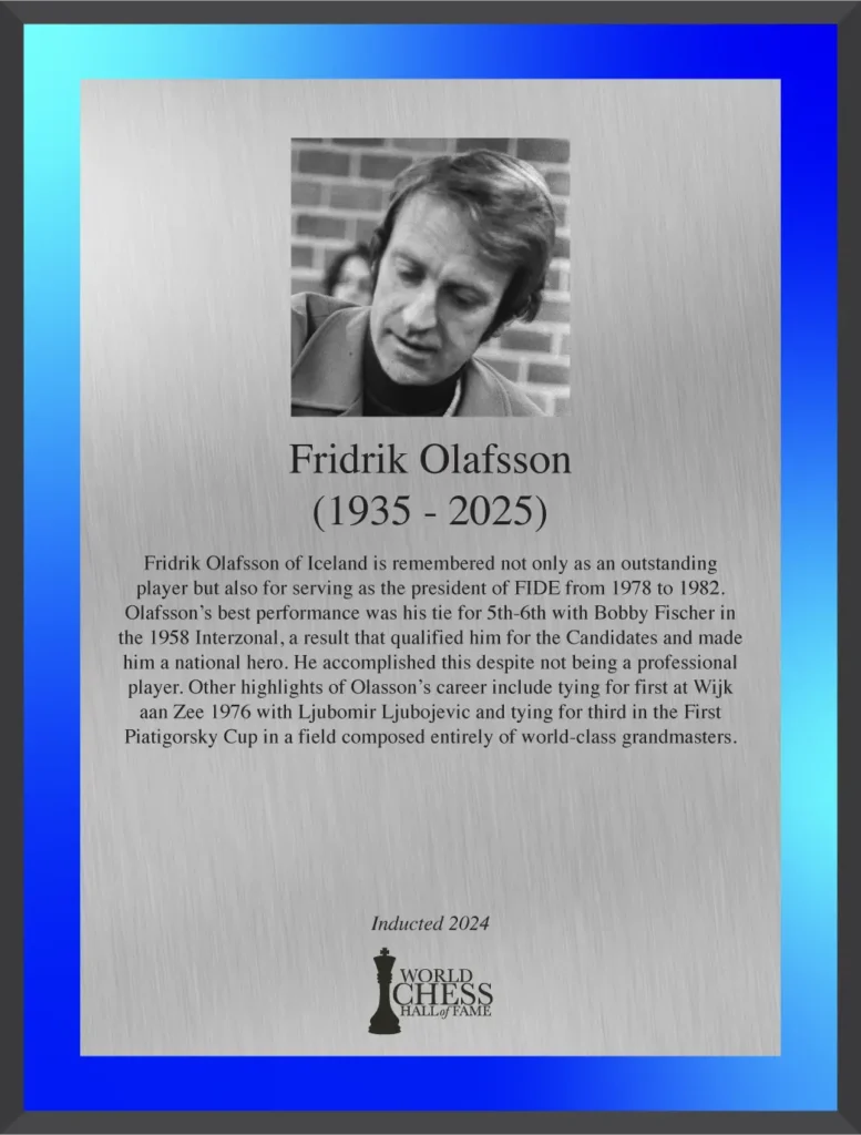 2025 WCHOF Fridrik Olafsson fake plaque 2025 WCHOF Fridrik Olafsson fake plaque