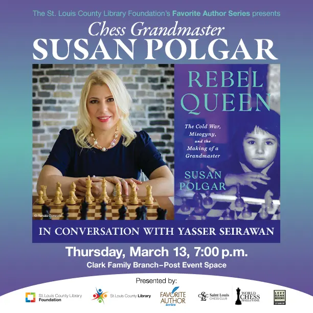 square web graphic Chess Grandmaster Susan Polgar - Favorite Author Event