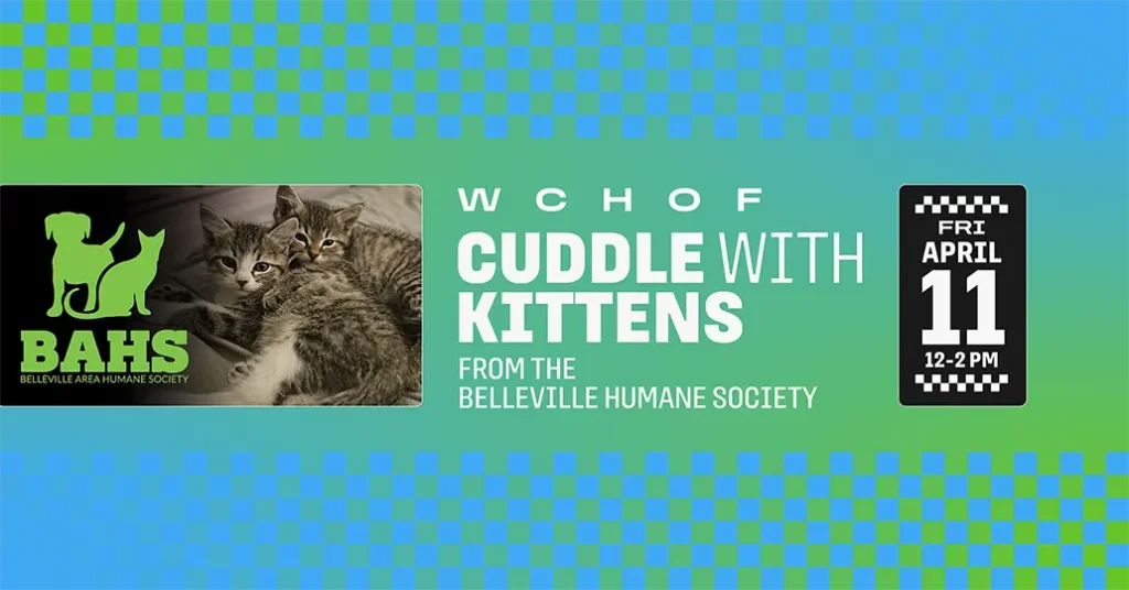 web graphic 2025 WCHOF Cuddle with Kittens Belleville Human Society Banner 04-11-25