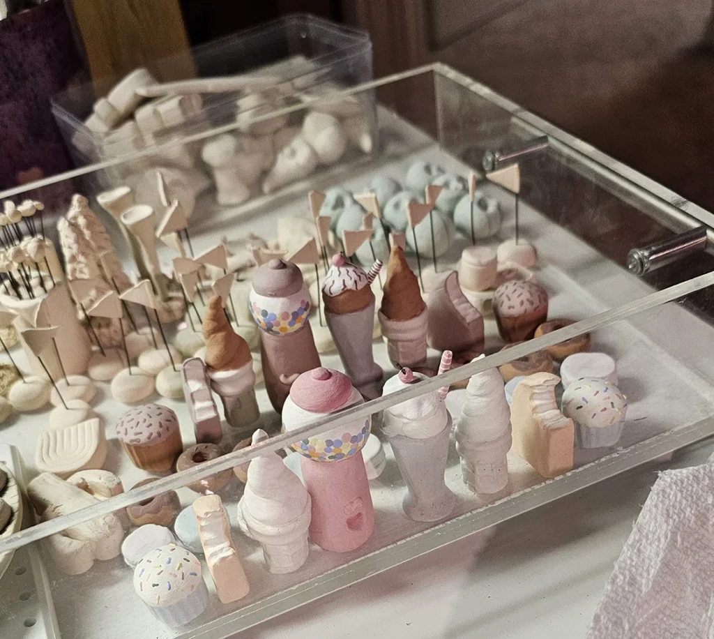 Glazed Chess Pieces Before Refiring