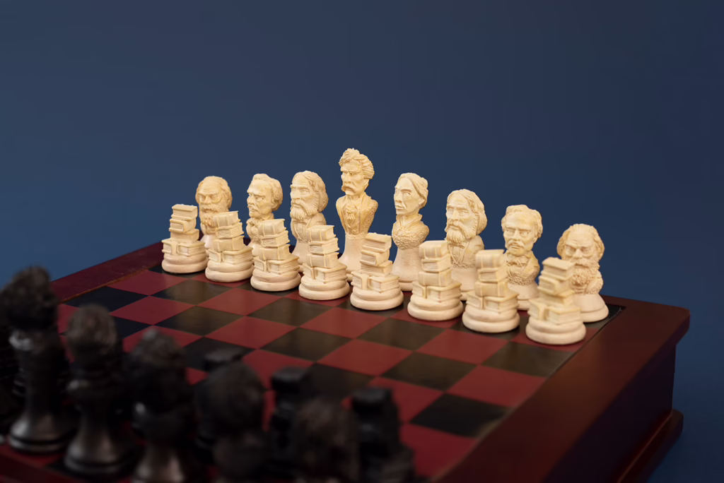 Heartland Publishing Services, Authors Chess Set, 2007, Collection of the World Chess Hall of Fame & Galleries, Photo by Austin Fuller