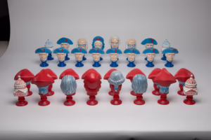 Maker unknown, 1776 vs 1976 Bicentennial Chess Set, 1976, Collection of the World Chess Hall of Fame & Galleries, Photo by Austin Fuller