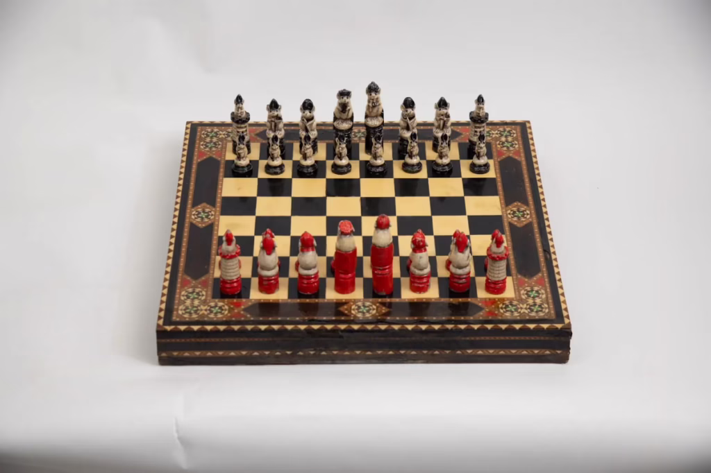 Royal Doulton porcelain mouse chess set designed by George Tinworth around 1890.